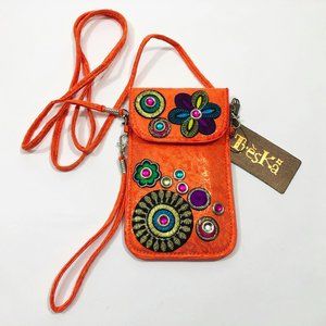 NWT Treska Mini Crossbody Bag Wristlet Orange Flor